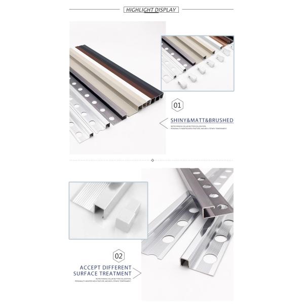 Polished Ceramic Border Aluminium Square Edge Tile Trim Ceramic Tile Edge Decoration