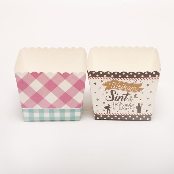 Compostable Bakery Packaging Box Foldable Square Paper Cake Cup With Logo