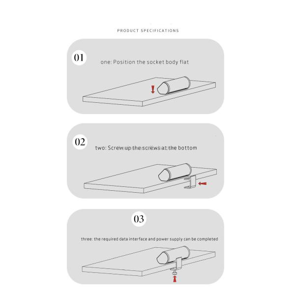Conference Table Mount Power Strip Socket Clamp Mounted Surge Protector Dual USB