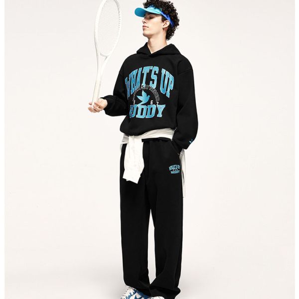 Customized Heavy-duty 320g Knitted Brushed Double-sided Breathable College Printed Men's Sporty Set 2026 Spring/summer Hoodie