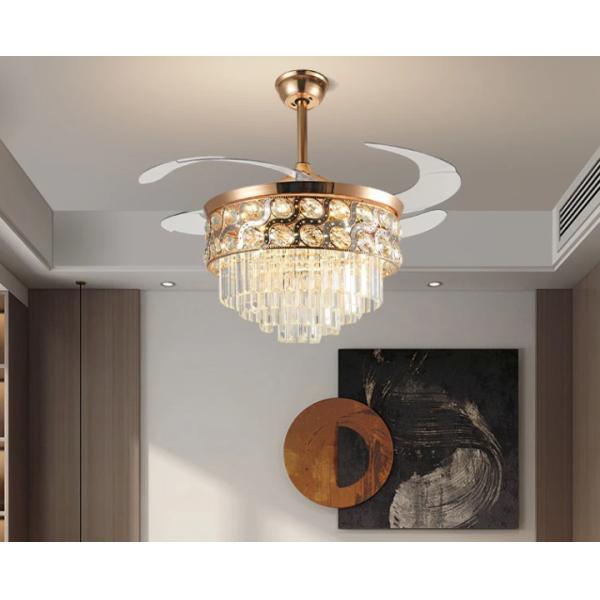 Transparent Crystal Folding Blades Ceiling Fan 3 ABS Blades DC Motor