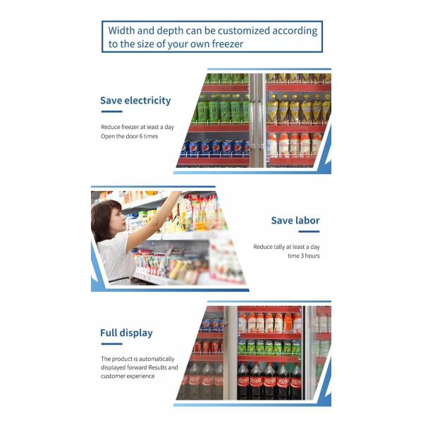 Automatic Fridge Auto Feed Spring Loaded Bottle Canned Drink Beverage Water Roller Glide Shelf Pusher System