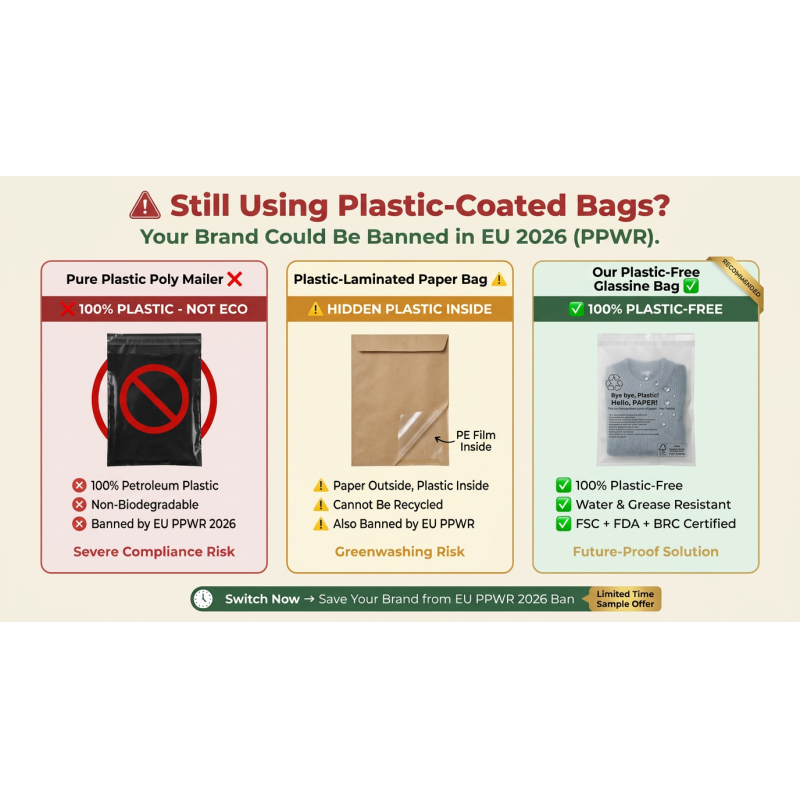 Compostable Biodegradable Glassine Envelope Apparel Packaging Eco Friendly Clothing Pouch Garment for Certified Recyclable