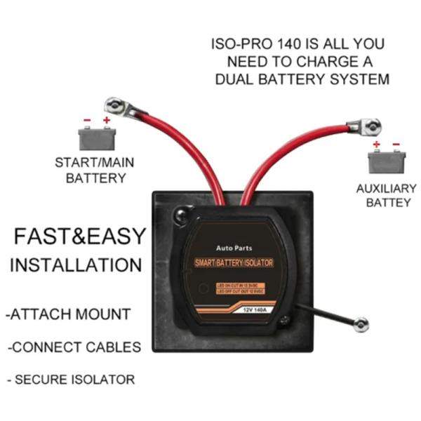 12V 140Amp Voltage Sensitive Relay VSR Dual Smart Battery Isolator For Car Vehicle RV ATV UTV Boat