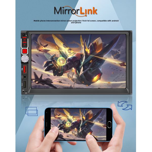 Creatall 7-Inch Dual Reel Reverse Camera MP5 Player for Bluetooth Central Control Screen CarPlay Navigation Android Auto Mirror