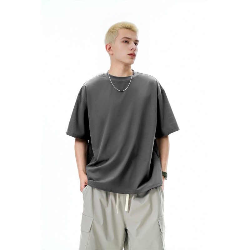 Customized Outdoor Breathable Perforated Fabric T-shirt Solid Sporty Short Sleeve New Spring Summer Quick-drying Cool Feeling