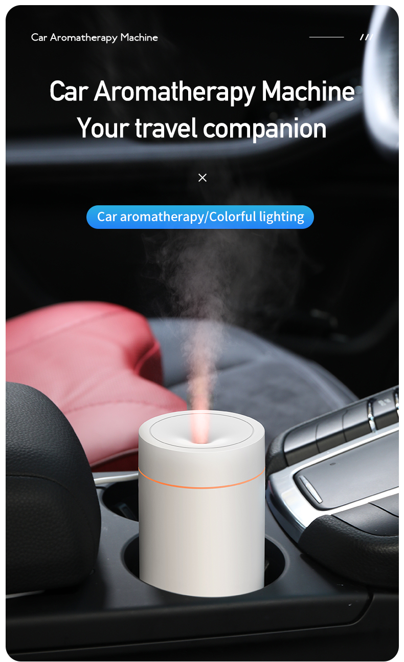 Flame Colorful Atmosphere Light Scent Electronic Logo Mounted Essential Oil Mini Black Air Diffuser Car Humidifier