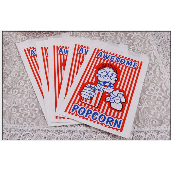 Customized Popcorn Snack Bags , Biodegradable Paper Popcorn Chip Bag