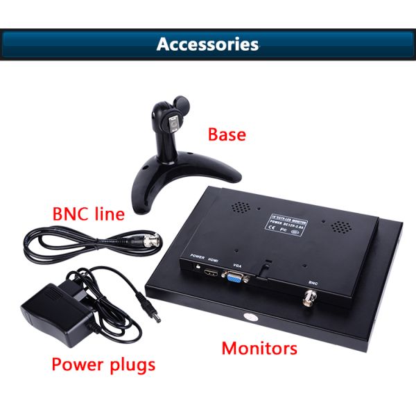 24VDC 10 Inch LCD Car Monitor 300cd/m2 HDMI USB VGA HD Resolution LCD Display