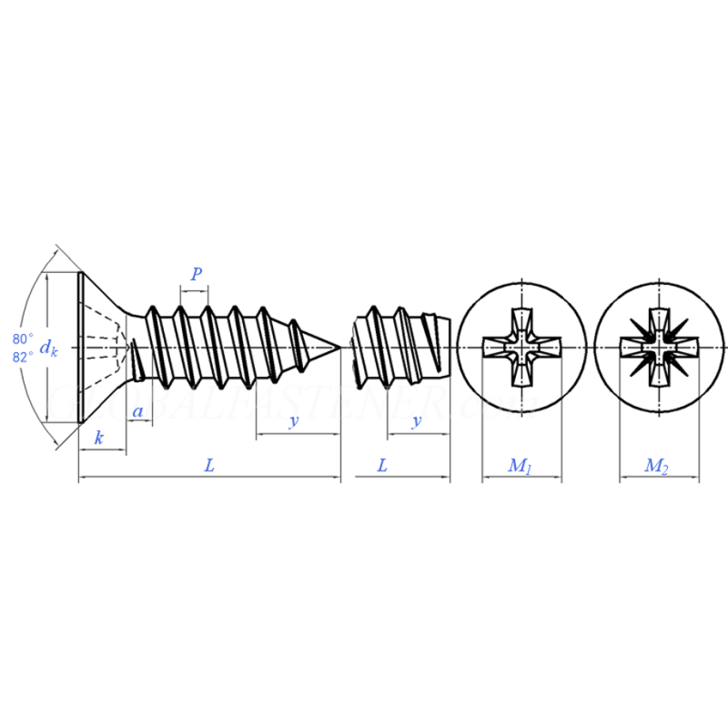 DIN7982 Countersunk Head Cross Drive Self Tapping Screws