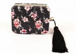 Fashion Flower Ladies Leather Clutch Bags Print Pu Leather With Black Tassel