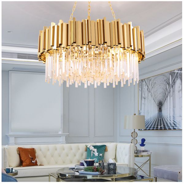 Modern luxury round gold crystal chandelier ceiling lights for living room(WH-CY-160)