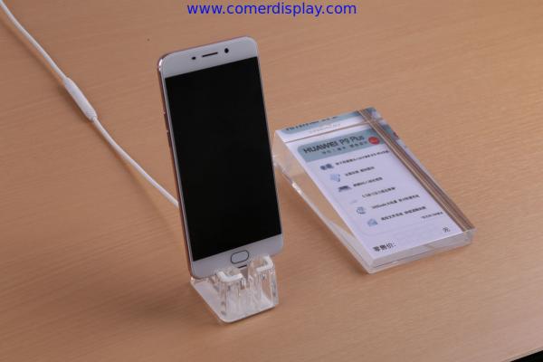 COMER acrylic mobile phone tablet top display rack stand with alarm controller system