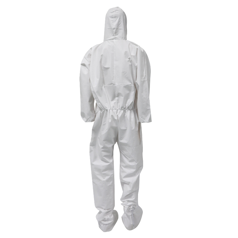 Non Woven Disposable Hooded Coveralls PP PE Laminated White With Boot Cover