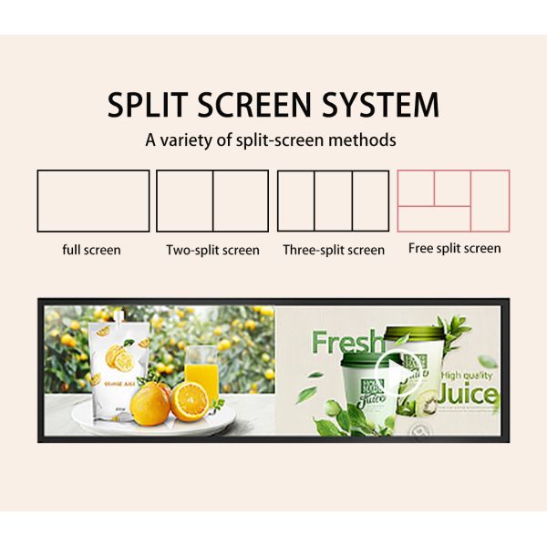 Ultra Wide Stretched Bar LCD Display Shelf Edge Digital Signage Android WiFi Screen Smart Media Player Monitor OEM