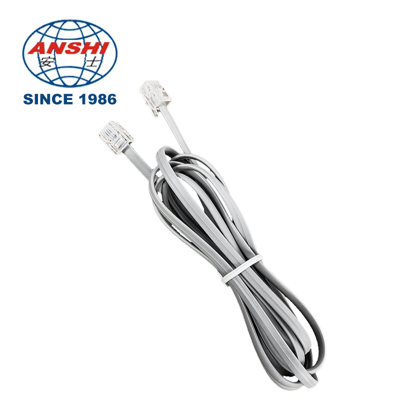 6P2C 6P4C Flat RJ11 Cat3 Telephone Patch Cord, PVC Jacket Copper Cable With Crystal Head, 2/4 Core Landline Extension Wire For Communication Wholesale