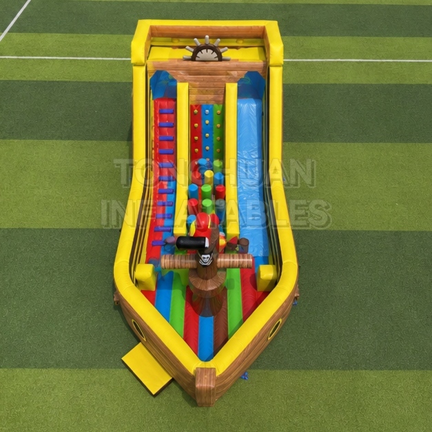 Custom Pirate Ship Inflatable Obstacle Course with Commercial Slide