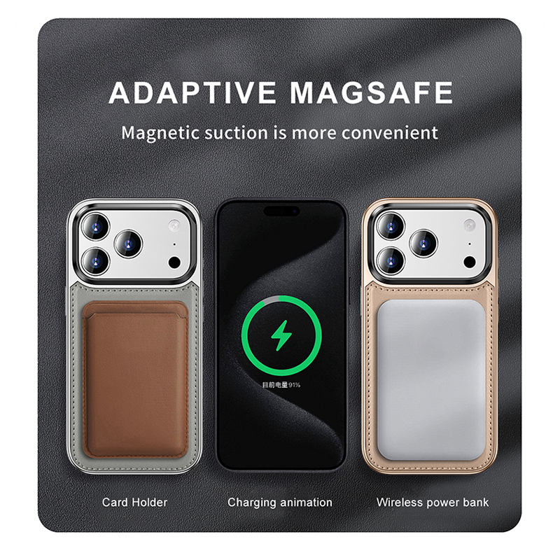 Laudtec Leather Back Cover Shockproof Phone Case for iPhone 15 16 17 18 Pro Max with Folding Stand ODM OEM Wholesales
