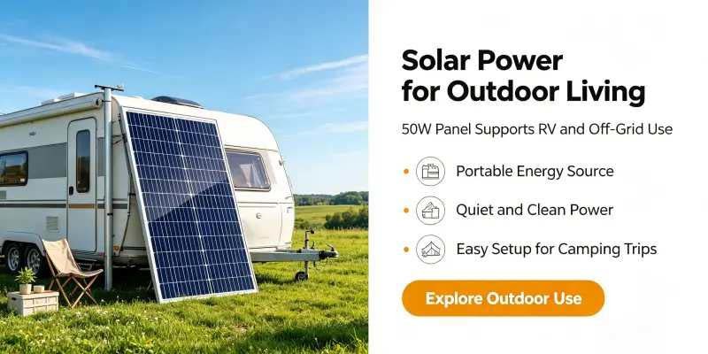 50W High‑Efficiency Solar Panel 700V System Voltage Rating Safe Off‑Grid Power