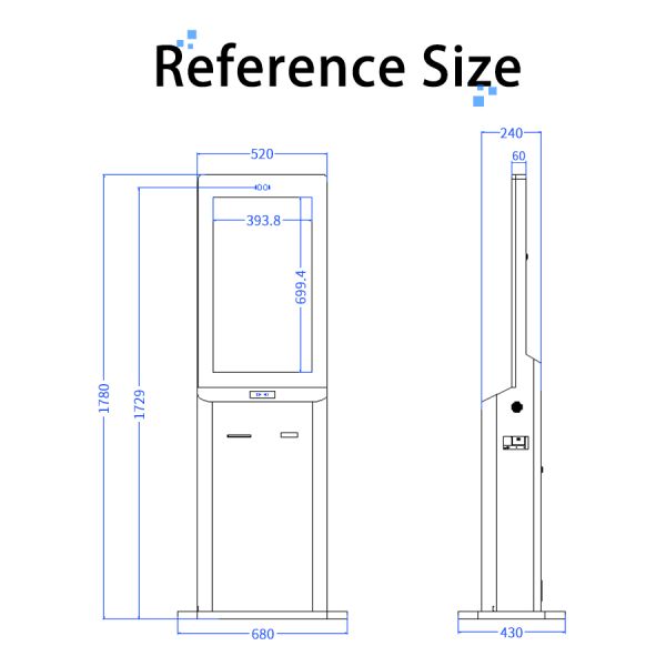 32 Inch Hotel Self Check-In Out Machine Android RK3288 Binocular Camera Receipt Printer Room Card Issuance Kiosk OEM