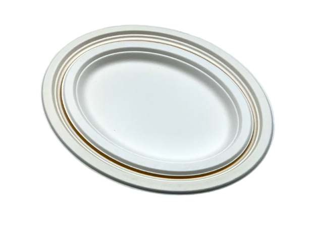 17g 10" Oval Biodegradable Sugarcane Bagasse Plates