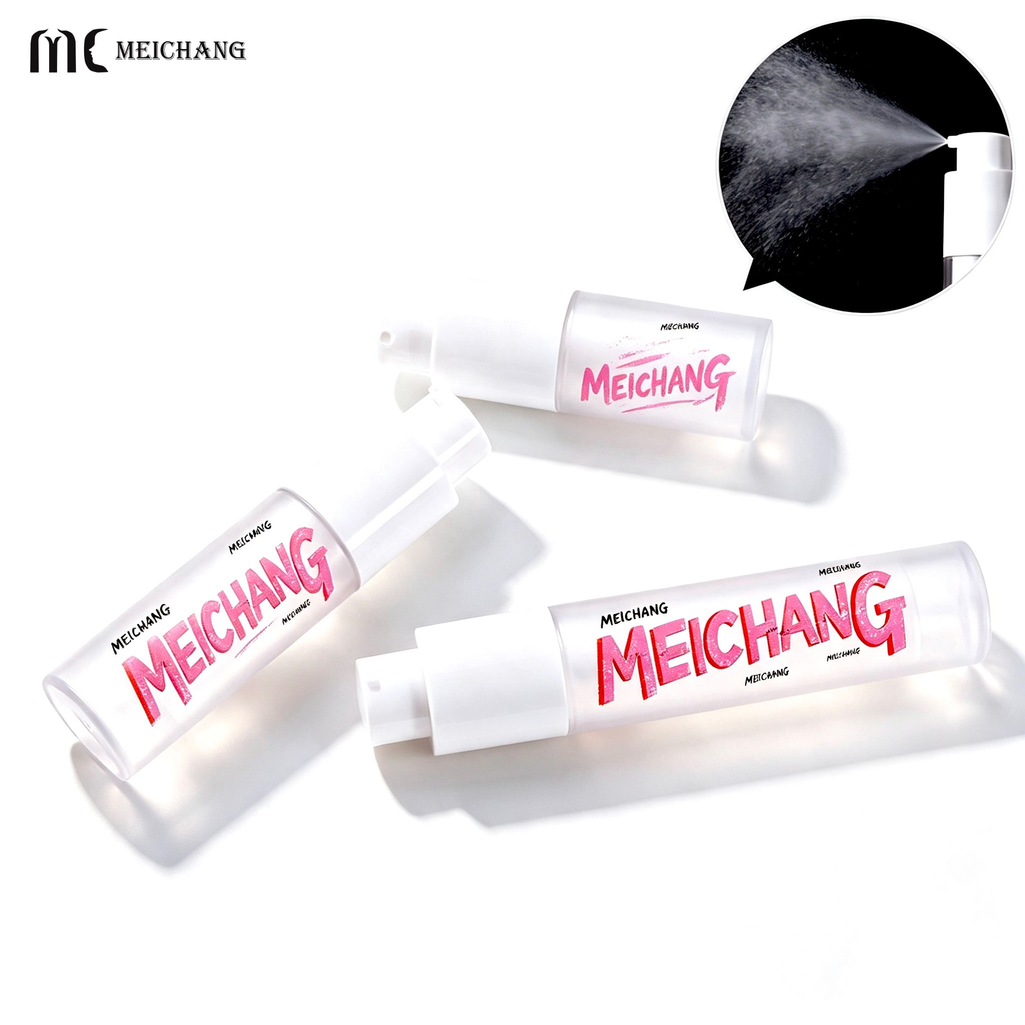 15ml 30ml 50ml Custom Airless Fine Mist Spray Bottle with Rotating Lock Design for Skincare Packaging（MC-296）