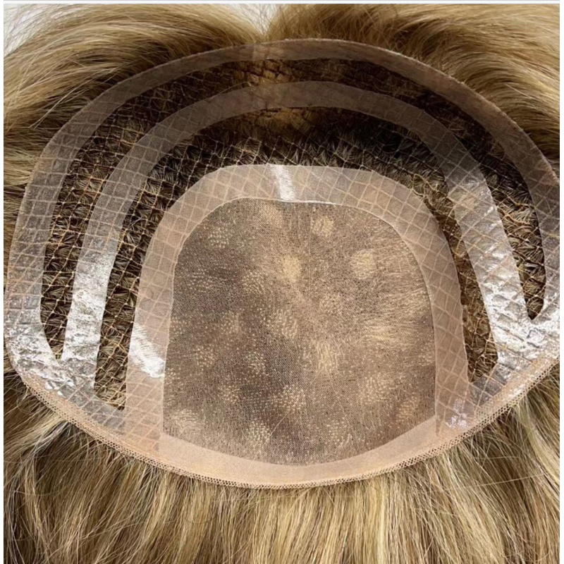 High Quality Natural Long Brown Integration Fishnet Base Virgin Multi Parting Hand Tied Human Hair Topper For Woman