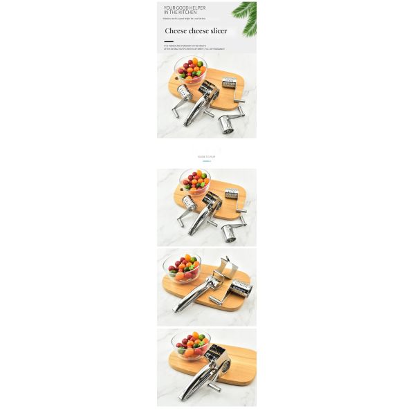 Versatile Silver Rotary Cheese Grater for Nuts and Vegetables Multiple Drum Options