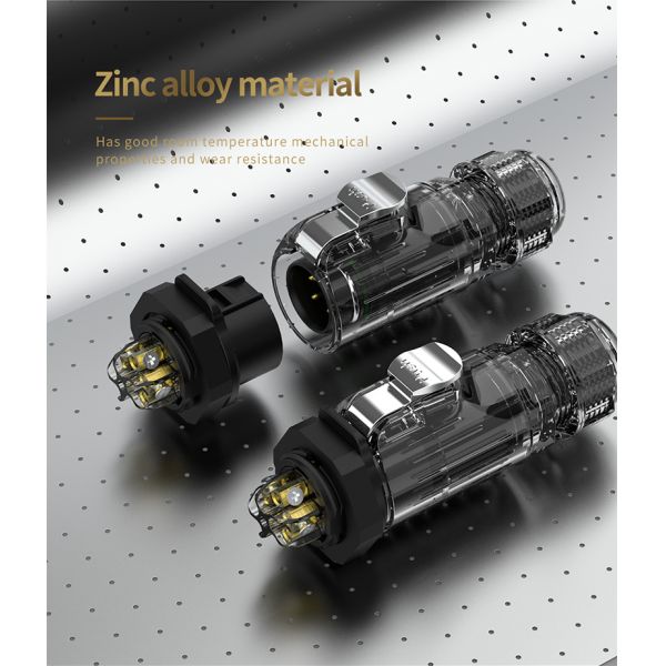 LP20 4-Core Locking Wire 20A Power IP67 Waterproof Connector Panel Mount (Metal + Plastic Housing)