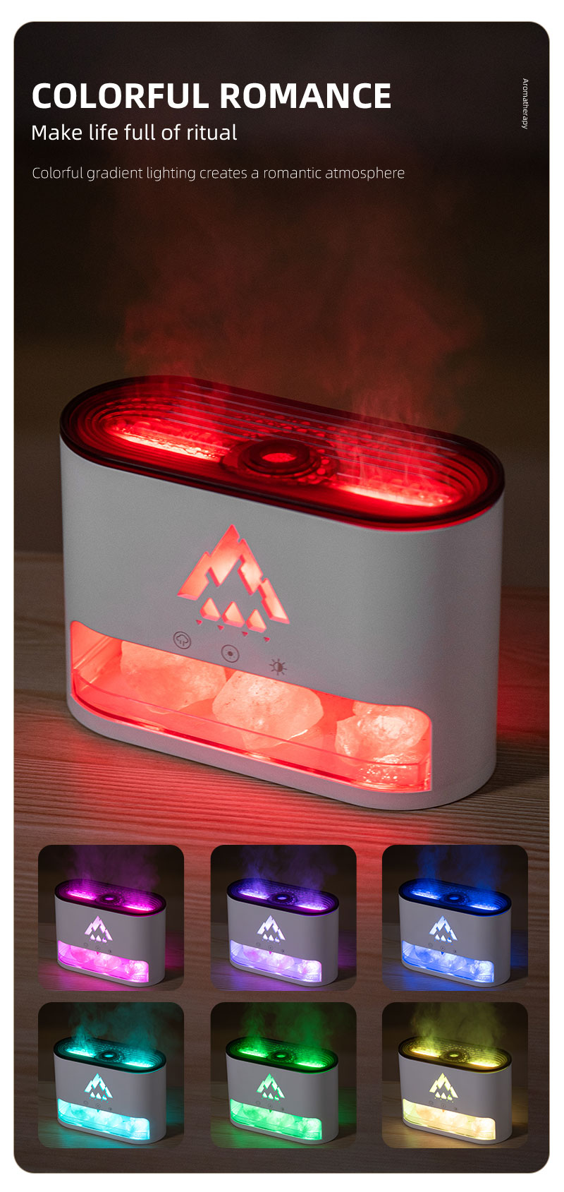 Customized 250ml Water Tank Rock Decoration Aromatherapy Machine Humidifier Jellyfish Light Aroma Diffuser