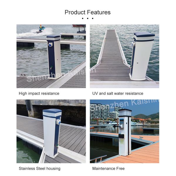 Motorboat Platform Aluminum Power And Water Pedestal Pontoons For Pontoon Boat Service Bollard Power and Water Pedestal