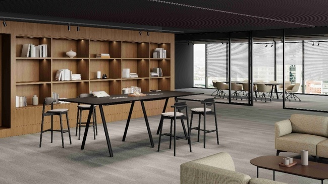 Modern Rectangular MFC Table Top Bar Table With Cable Channels For Office Hotel