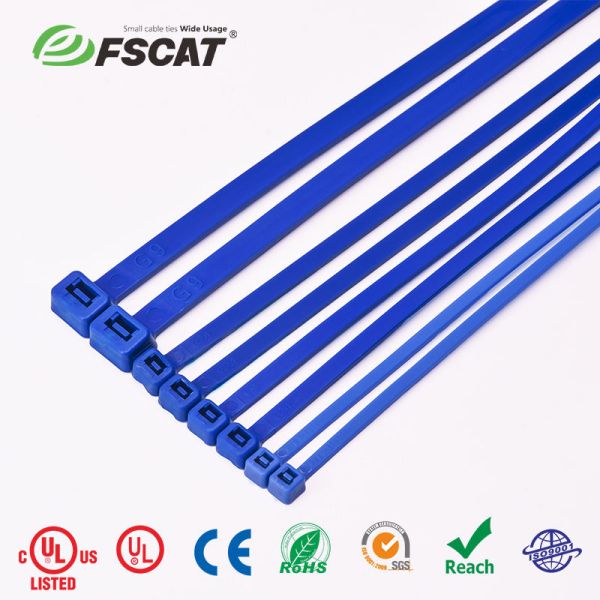 Plastic High-Temperature Tefzel Cable Ties Blue 100/pack, 12" 50 lbs Cable Zip Ties