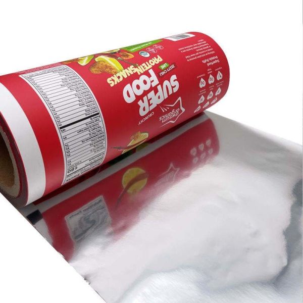 Multi color printed plastic laminated roll film custom size for condiment snack automatic packaging
