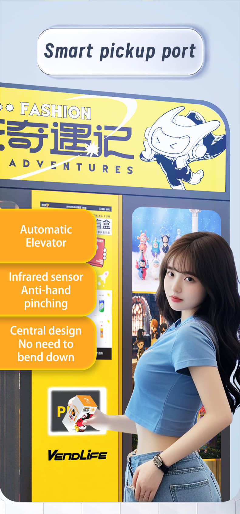 Automatic Blind Box Vending Machine with Elevator Pickup System, Customizable Display Cabinet and Smart Management Platform for Unmanned Retail