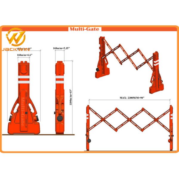 Crowd Control Adjust Plastic Traffic Barriers Portable Barricade Extensible Length 2.2 meters