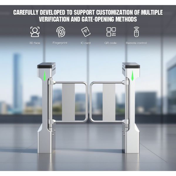 HCW Smart Swing Barrier Turnstile with Face Recognition RFID Card Reader and 4 Million Cycles Life