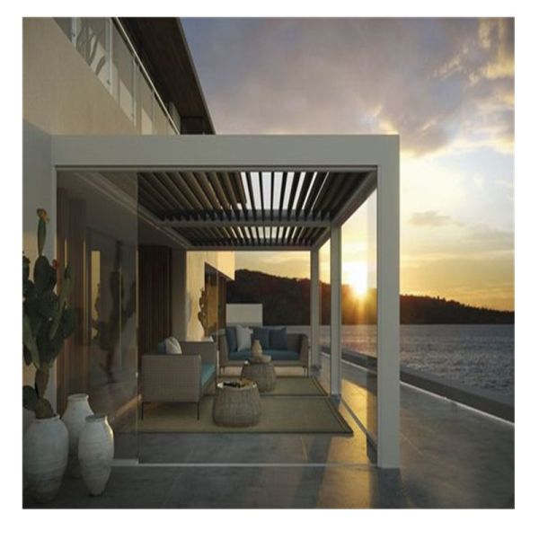 outdoor backyard Modern Aluminium Motorized Opening louvered shutter Roof Pergola for sale