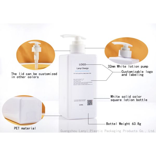 Square Clear PET Plastic 500ml Shampoo Pump Bottles