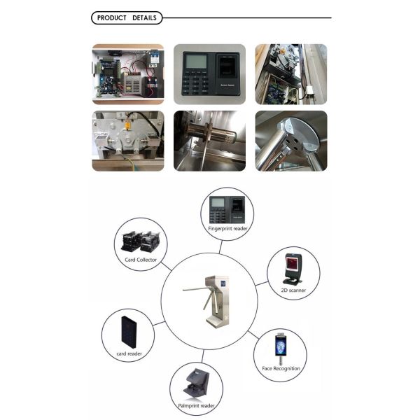 Security Access Control System RS485 Communication Interface Stainless Steel Barrier Gate Automatic Tripod Turnstile