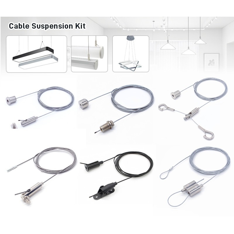 Multiple styles of cable hanging kits and grippers