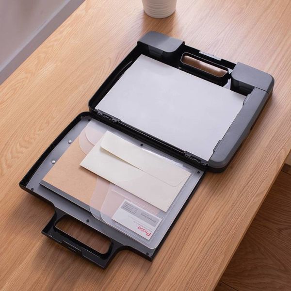 Portable Black Plastic A4 Clipboard Box File Waterproof For School