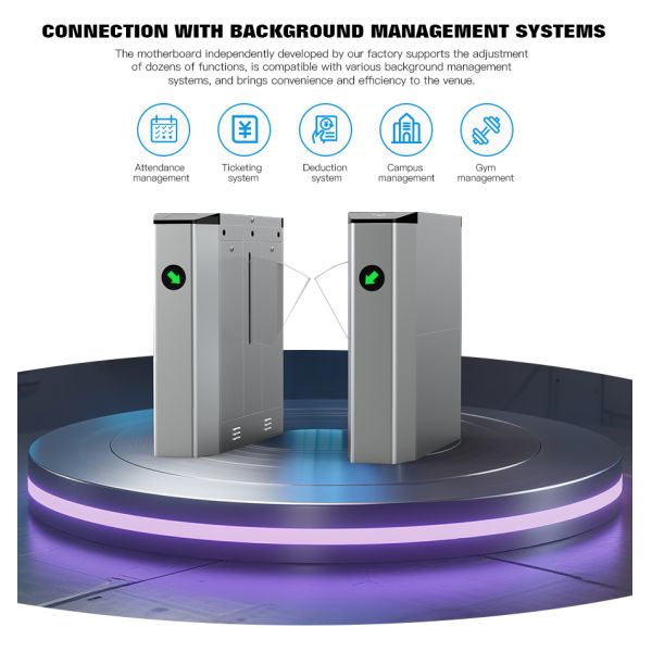 HCW Pedestrian Access Control Turnstile Security Wing Gates 304ss Ip42 With Face Recognition