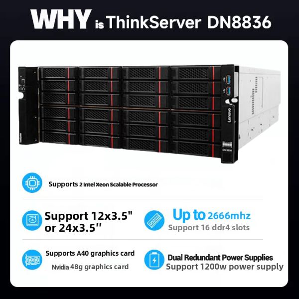 Lenovo DN8836 4U Rack Storage Server with 36 Disk Support and 720TB Hard Disk Capacity