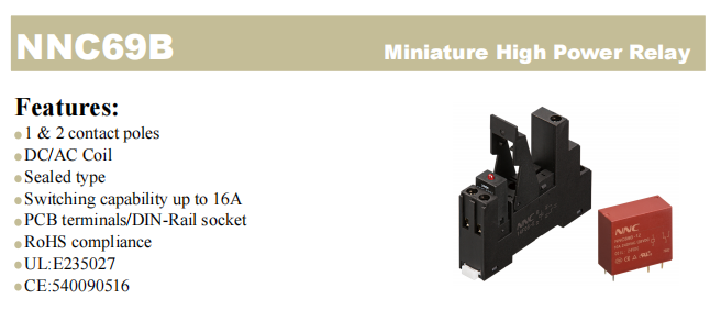 NNC Miniature High Power Sealed Relay NNC69B General Purpose Voltage Relay for Car Charging pile Solar Energy