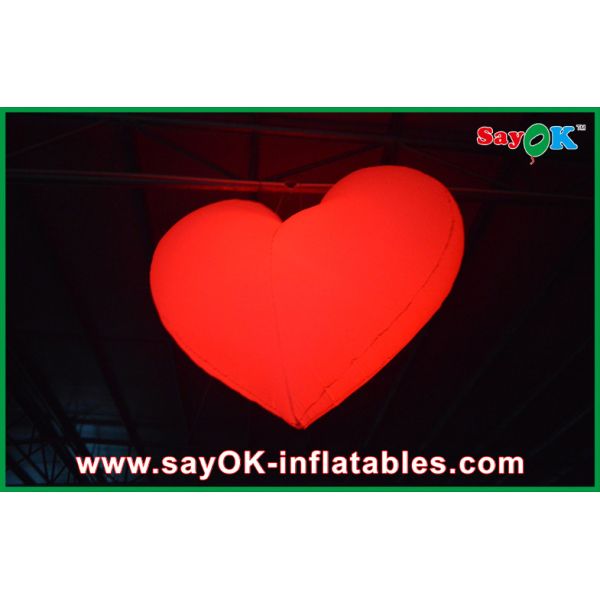 Orange / Red Led Inflatable Light Hanging Heart For Christmas Decoration