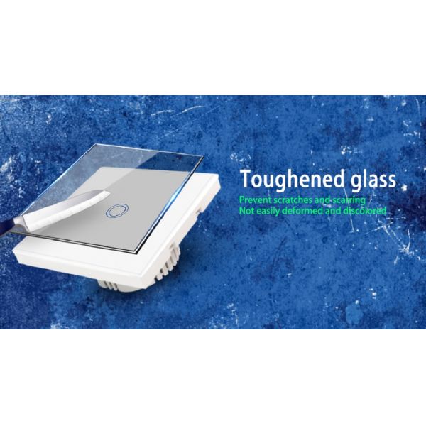 Tempered Glass Touch Light Smart Home Wall Switch 220V 300W 60mm hole distance