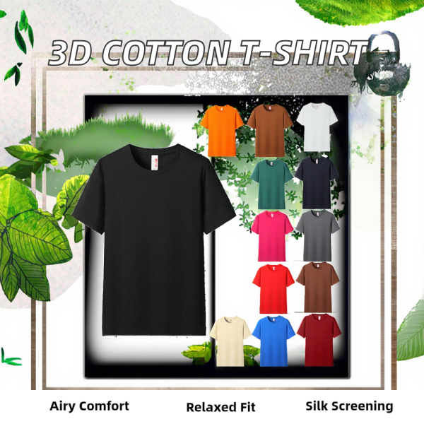 100% Cotton Super Heavy Custom Printed 3D Solid Pattern High Quality Loose Fit Casual Blank T-Shirt for Men Women Silk Screen