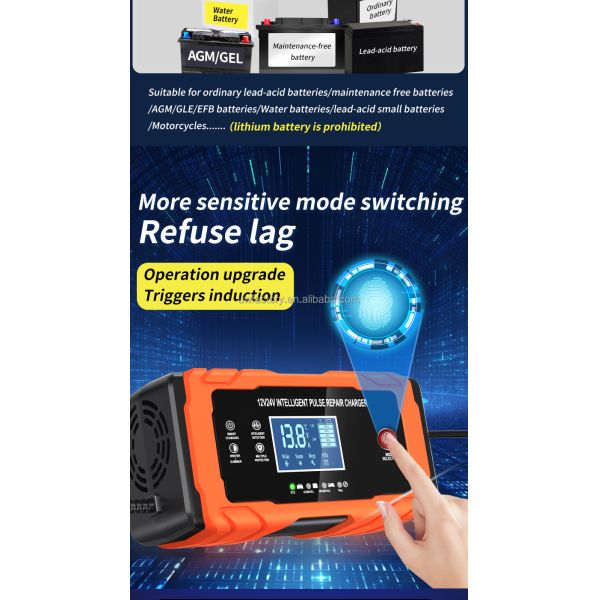 Private Mold 12V 10A/24V 5A Full Automatic Car Battery Charger 7-Stage Smart Fast Charging Pulse Repair for AGM GEL WET Lead Acid Big Display