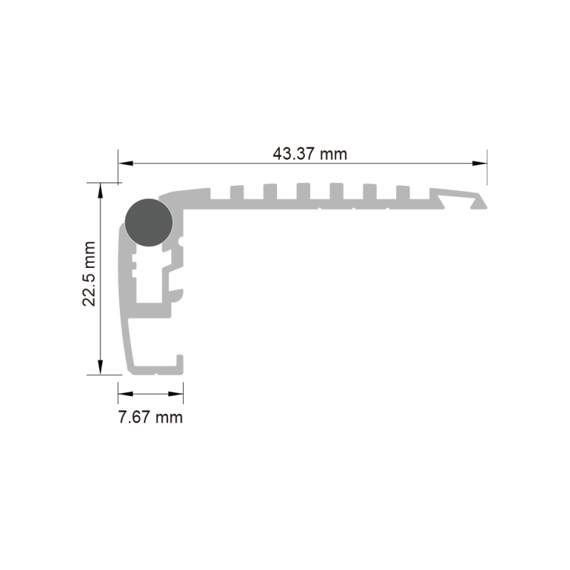 LED aluminum profile with polycarbonate diffuser installed